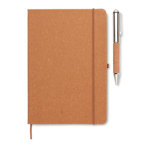 Recycled Leather Notebook Set with Branded Twist Pen