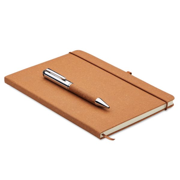 Recycled Leather Notebook Set with Branded Twist Pen